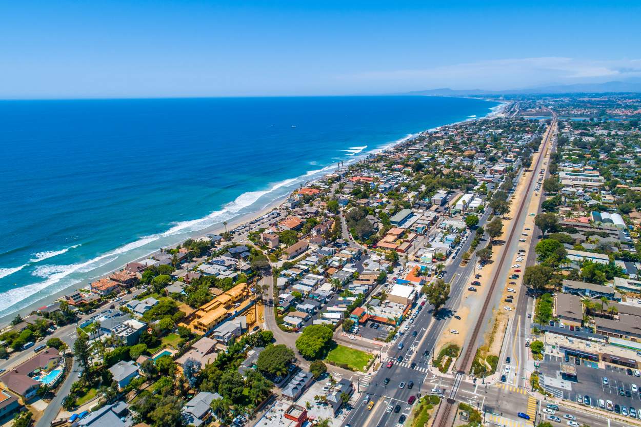 A scenic view of the beach in Leucadia