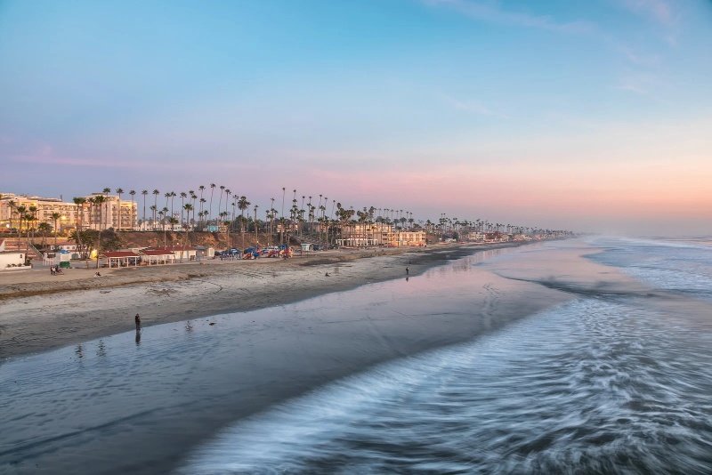 A scenic view of the beach in Oceanside
