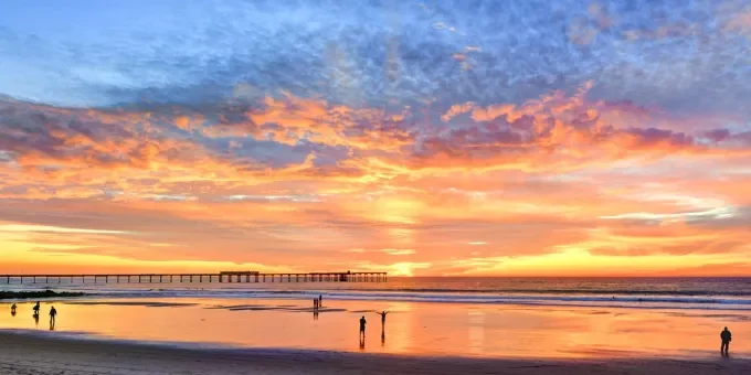 Commercial laundry service in Ocean Beach - sunset over OB
