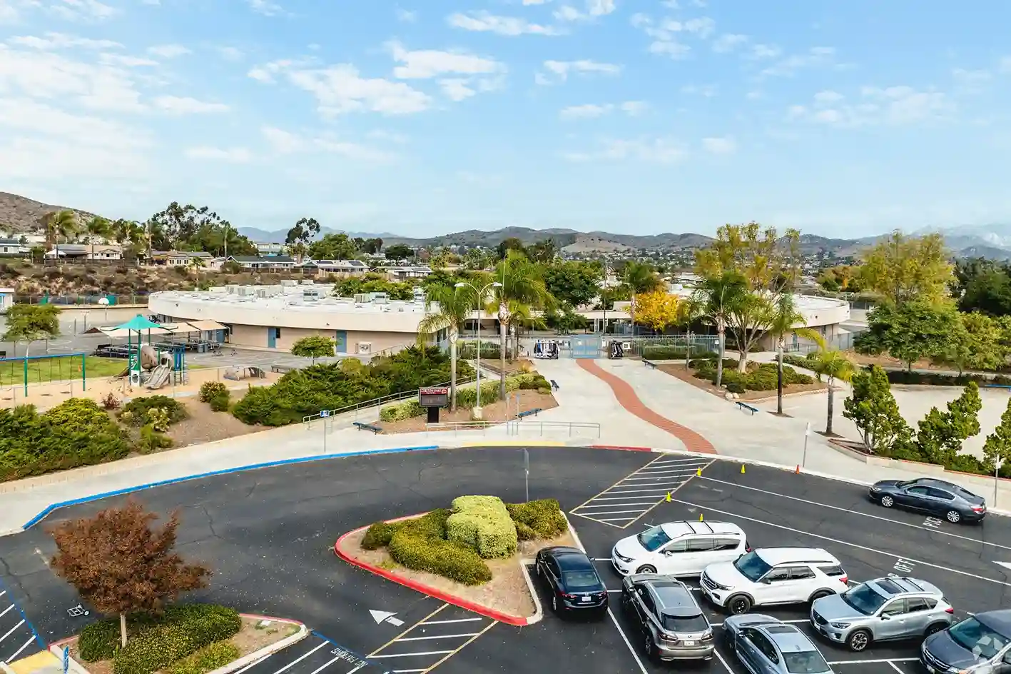 Dry cleaning in Santee - Ariel view of a parking lot