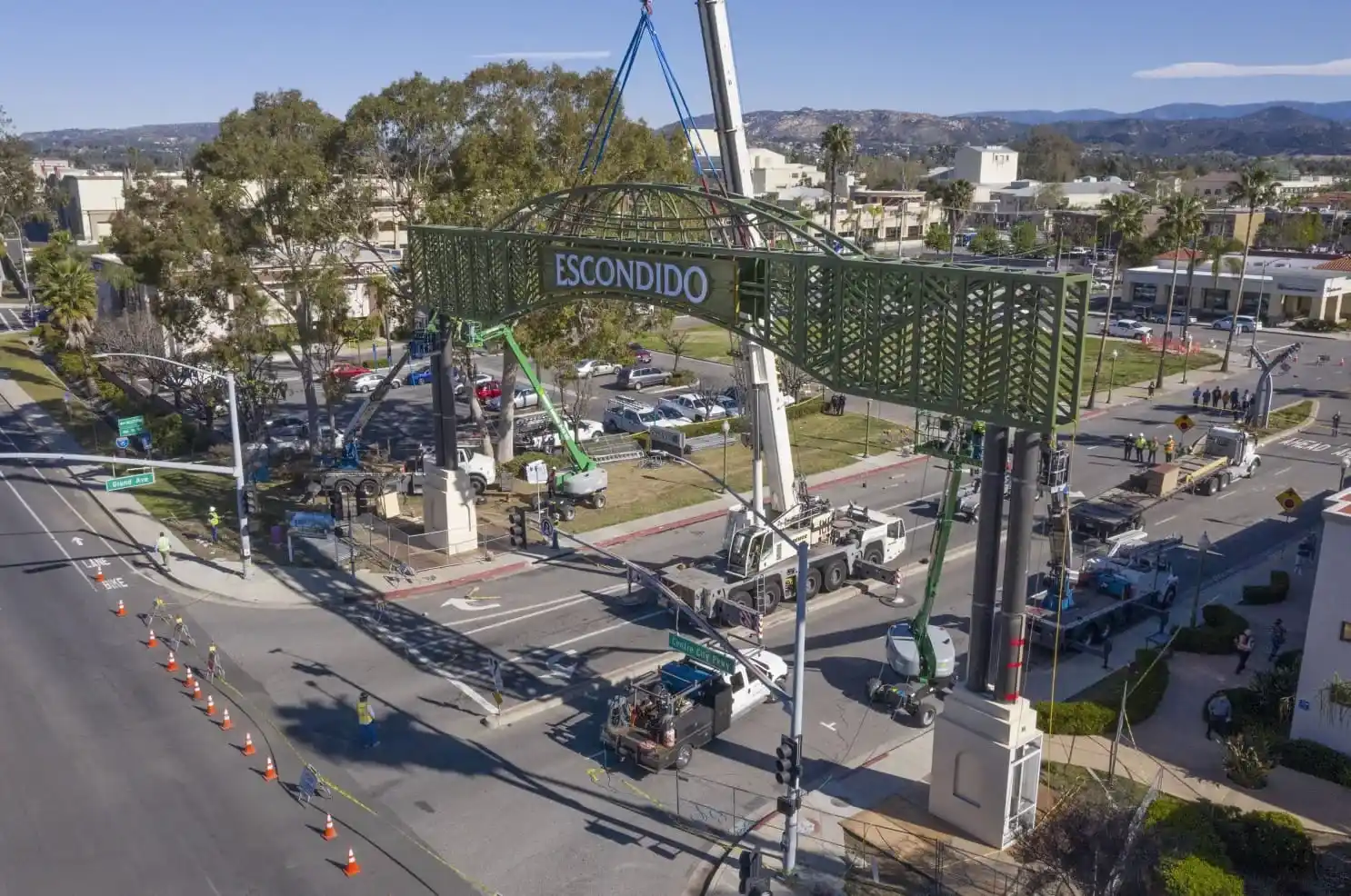 Wedding gown care in Escondido - a gate with an arc that have Escondido written on it