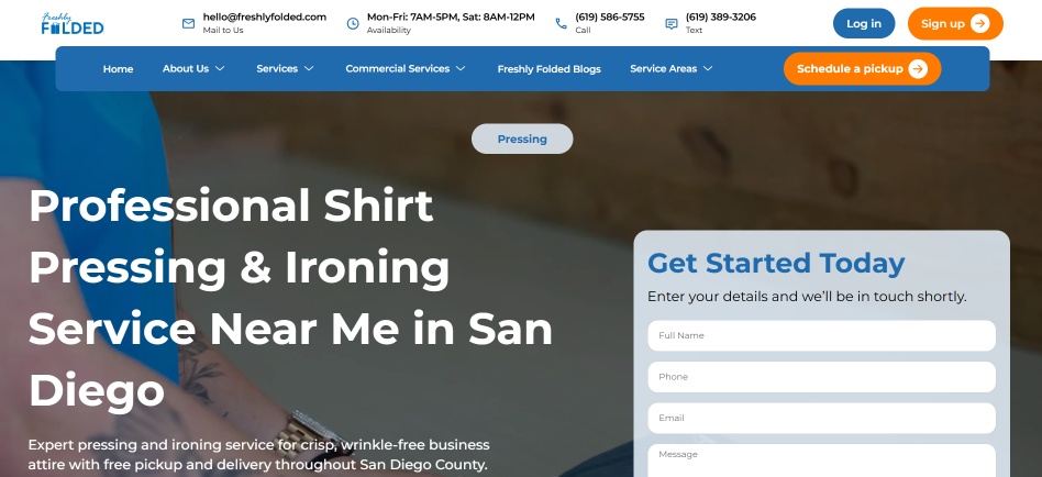 Professional Pressing Service in San Diego