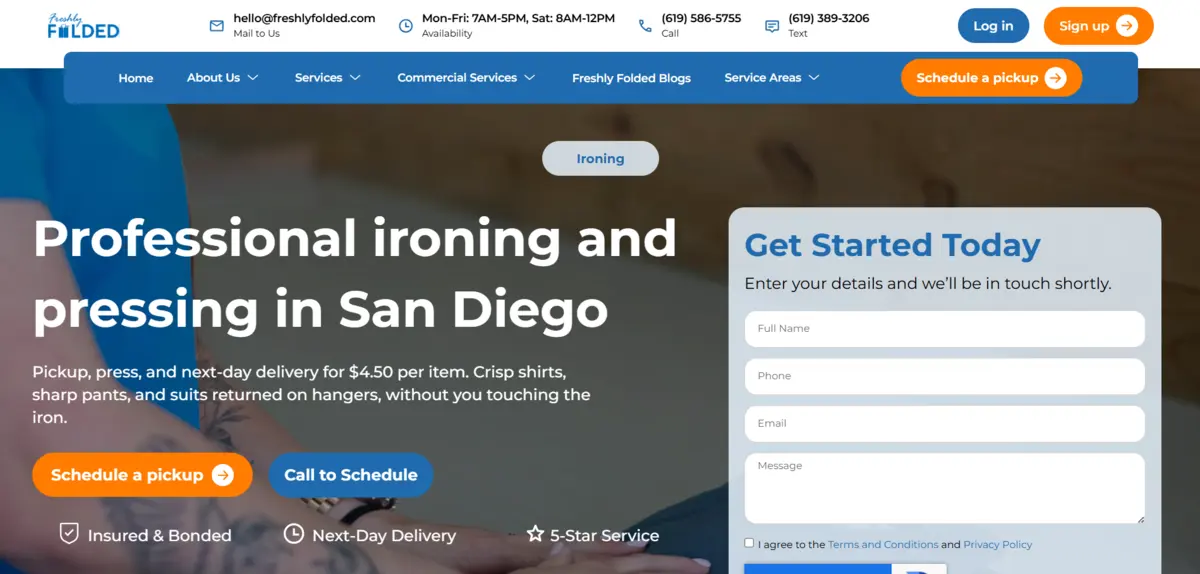 Professional Ironing Service in San Diego