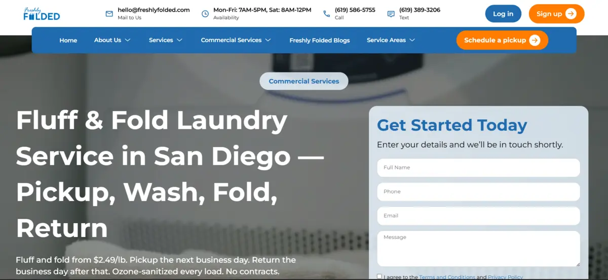 Fluff & fold laundry pickup across San Diego