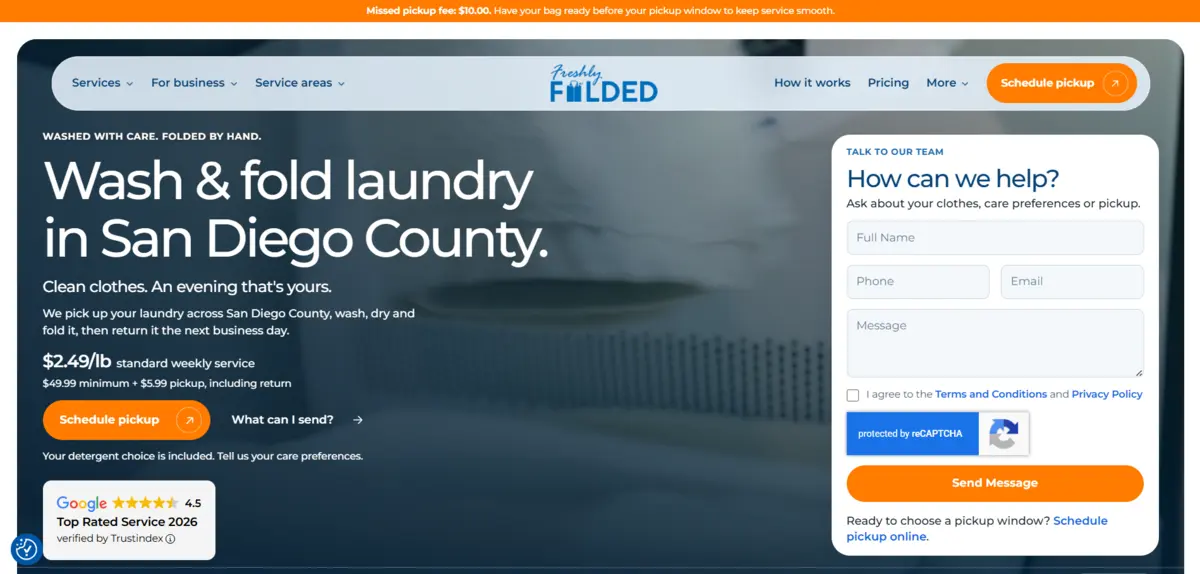 Wash and Fold Laundry Service in San Diego